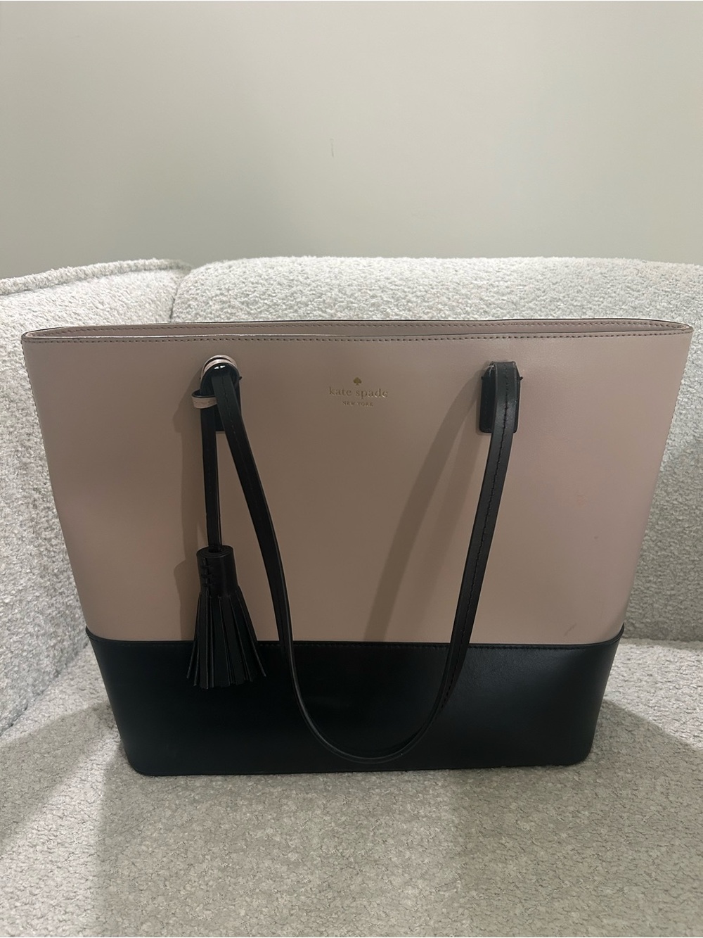 kate spade Pink and Black Colorblock Tote with Tassel